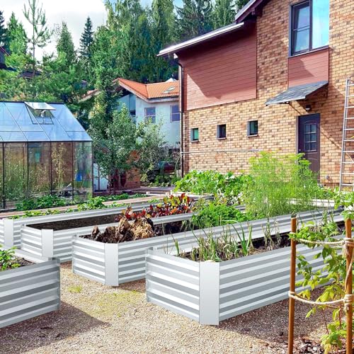 Homdox 7Ftx3Ftx1Ft/138 Gallon (Or 5*5*1Ft/170 Gallon) Raised Garden Bed Kit, Galvanized Steel Planter Raised Garden Boxes Outdoor Large Metal Planter Beds For Vegetables Fruits Flowers Herbs Gardening thumb #6