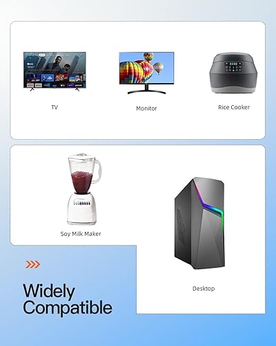 Miniatura 3 de Cable de alimentación de CA universal de 3 clavijas, cable de repuesto para Samsung, Dell, LG, monitor Asus, TV, laptop, impresora, PSU y más