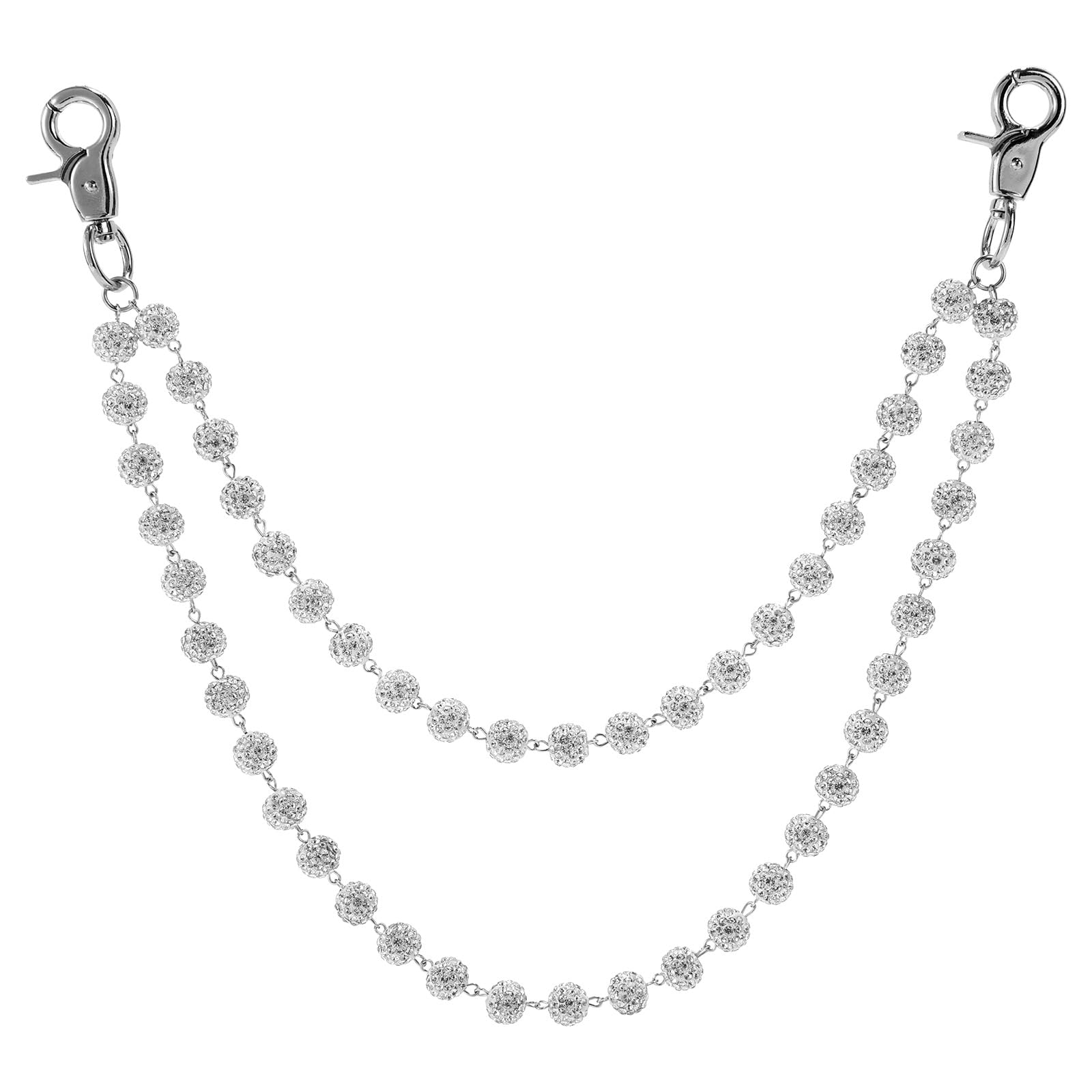 Catena Portafoglio Unisex Con Perle E Strass – Oro, Lunghezza 42 Cm, Ciondolo A Croce