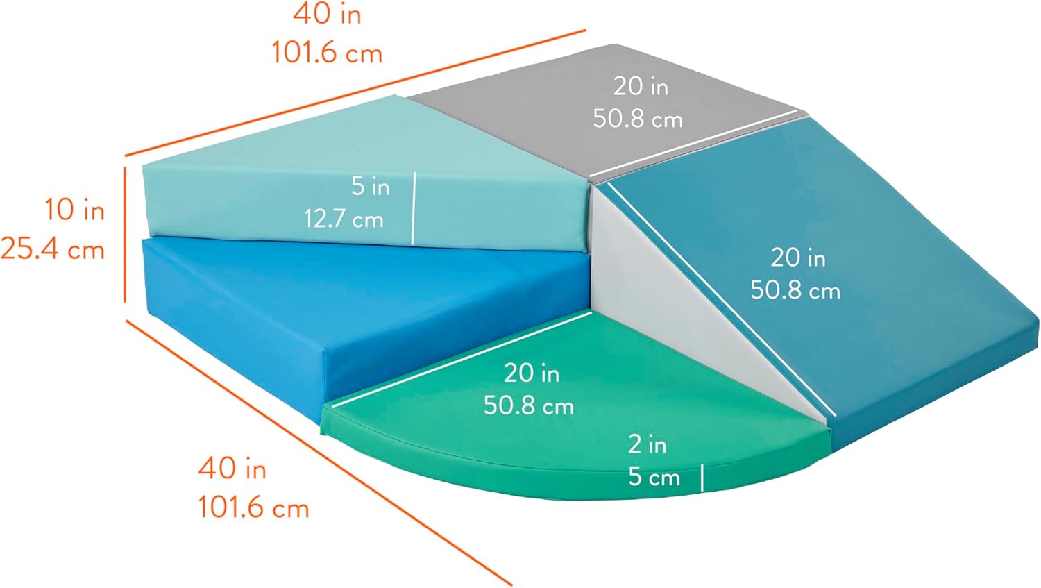 Little Haven Twist Step & Slide Corner Climber, Soft Play, Contemporary, 5-Piece