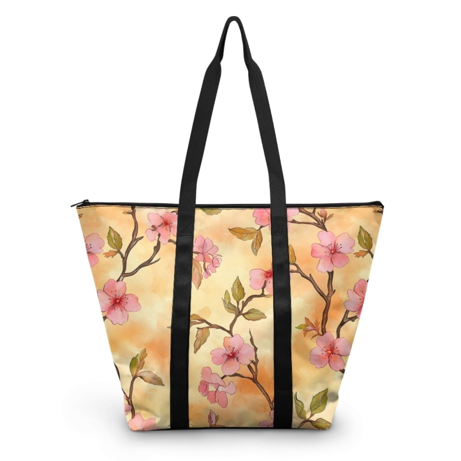 Tote Bag Tela Bolsas de Tela Poliéster Bolso de Mano de Mujer Reutilizable Bolsa Compra Plegable Tote Bag Cremallera Bolso Viaje Duradero Totebag