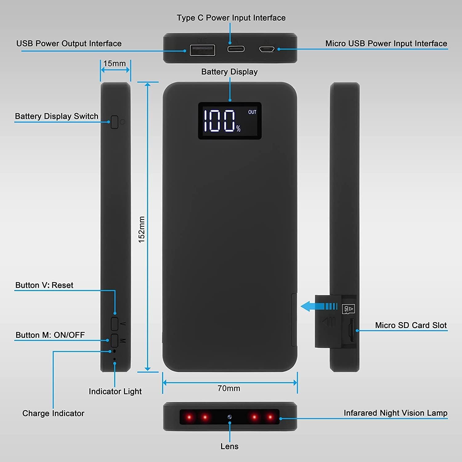 Mini cámara WiFi alerta conducción cámara portátil 1080P cámara de vigilancia espía cámara oculta visión nocturna sensor de visión móvil gravedad registro a largo plazo (sin tarjeta SD)