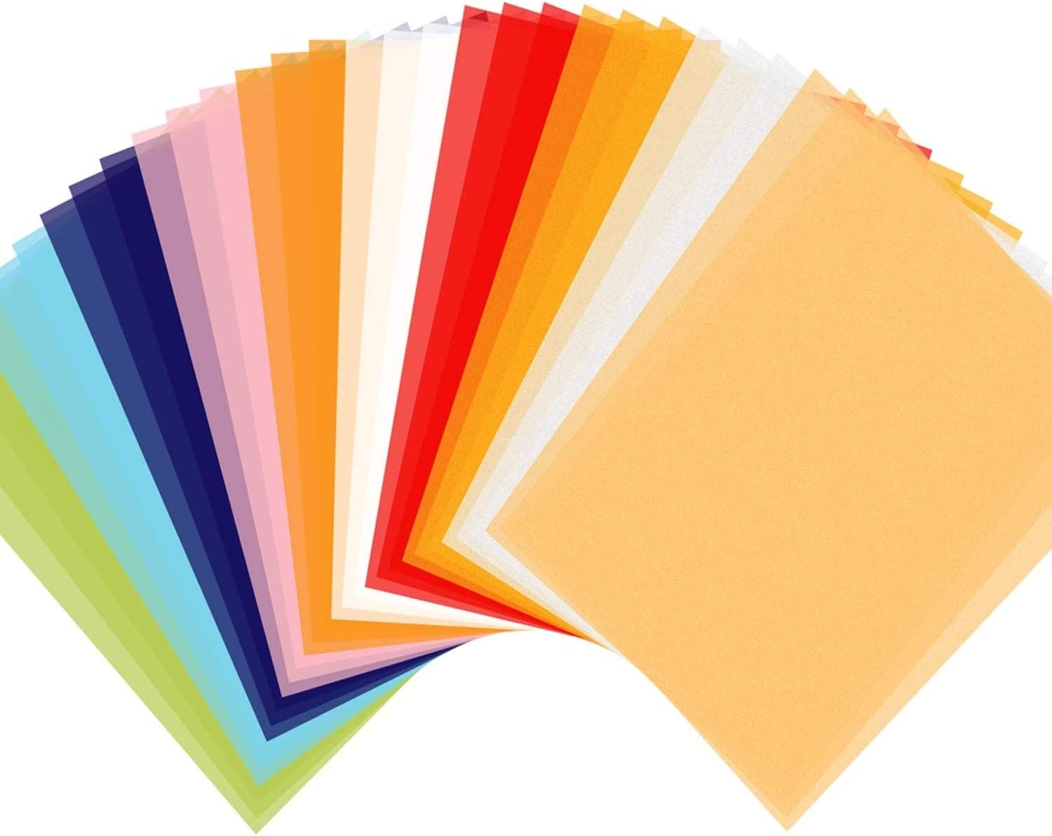Colored Vellum Paper, 50 Sheets, 10 Colors, 8.5 x 11, Transparent, Printable, Clear Vellum Sheets for Ink Jet & Laser Printer