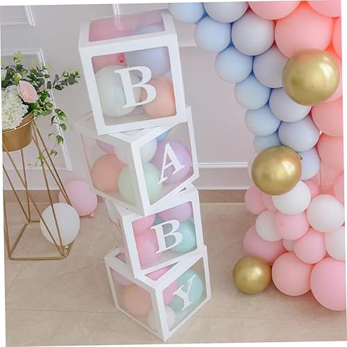 Miniatura 3 de Caja de 4 piezas de decoración de baby shower, bloques transparentes para caja decorativa transparente, cajas de fiesta de bebé, cajas de baby