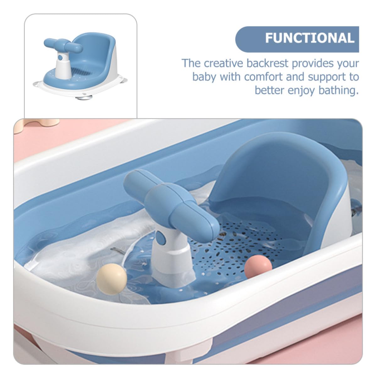 Asiento de Baño Estable de PP Azul para Bebés Recién Nacidos