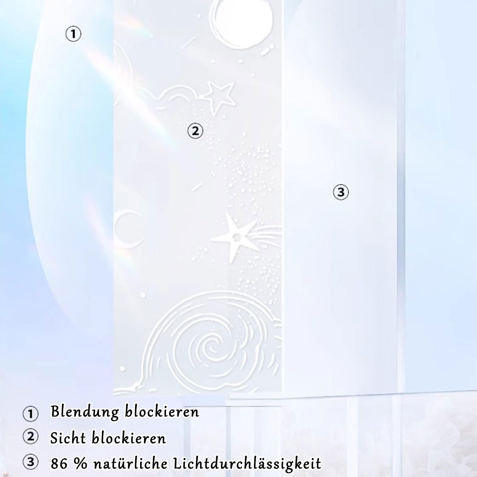 Sichtschutzfolie für Fenster Blickdicht mit Muster Fensterfolie PVC Milchglas Folie Statisch Haftend Anti-UV Ohne Kleber Wiederverwendbar Selbstklebende Dekor Folie für Wohnzimmer Schlafzimmer