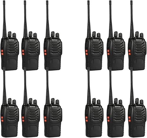 BAOFENG BF-888S Walkie Talkie de largo alcance para adultos con auriculares paquete de 12 unidades de radio bidireccional recargable de mano