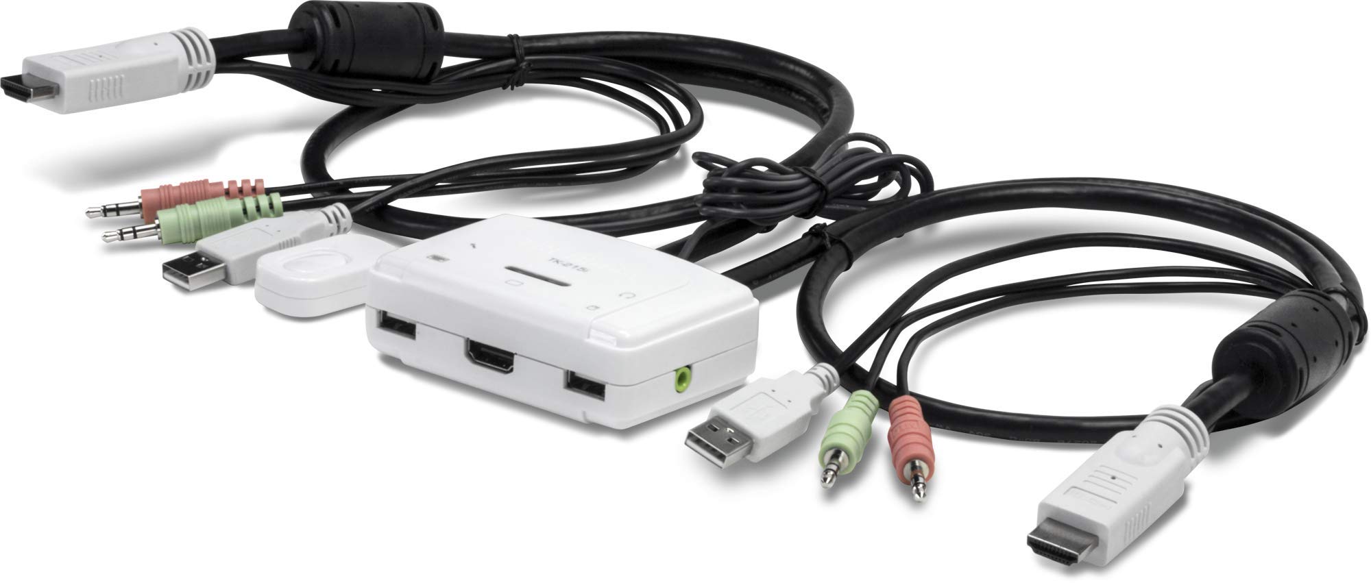 TRENDnet, TK-215I, Commutateur KVM HDMI à 2 ports, contrôle 2 ordinateurs avec un ensemble de commandes de console, Full HD 1080P, HDMI et audio analogique 3,5 mm