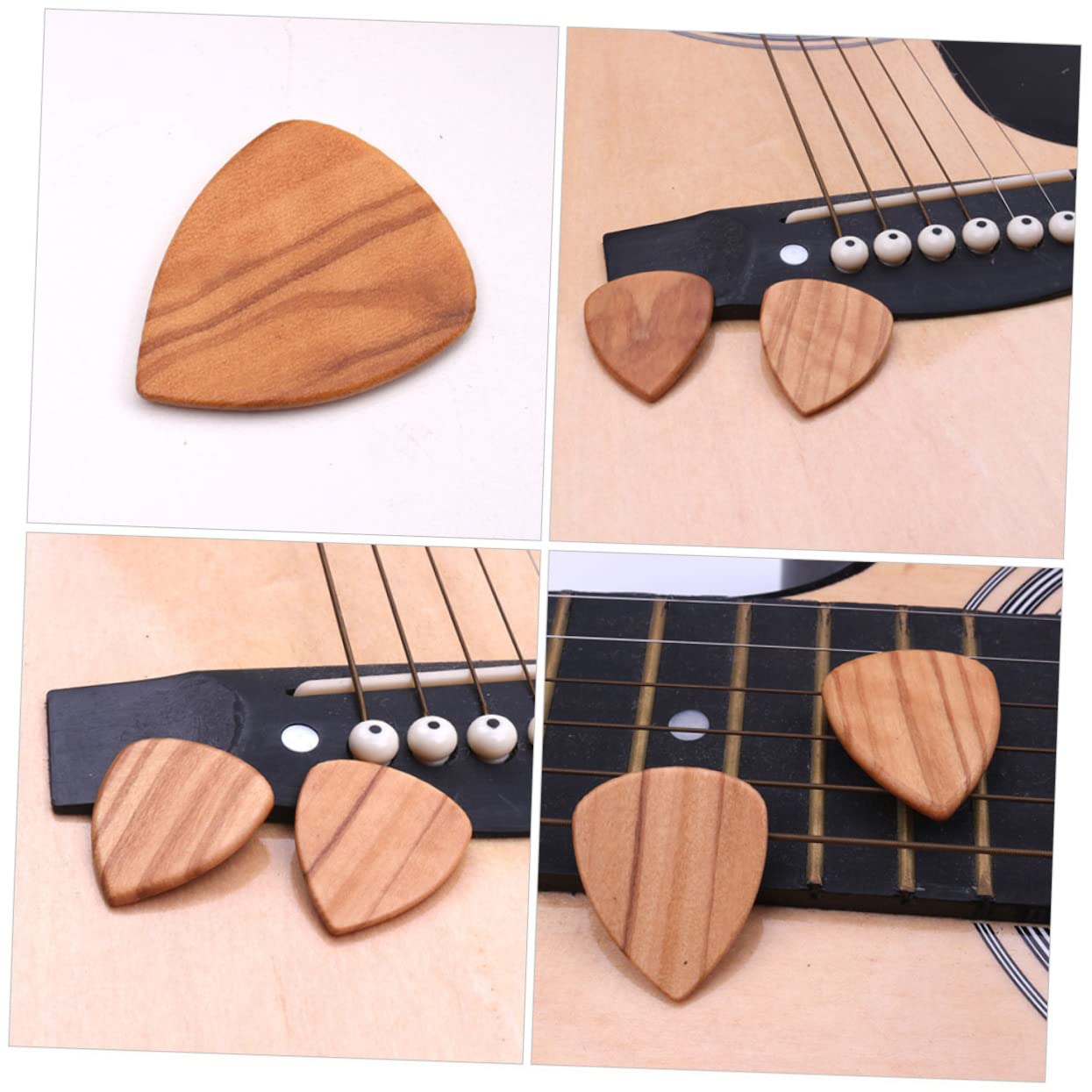 VICASKY 12piezas Púas De Guitarra Olivo Plectros Multifuncionales Para Guitarra Eléctrica y Ukelele Práctico Para Músicos