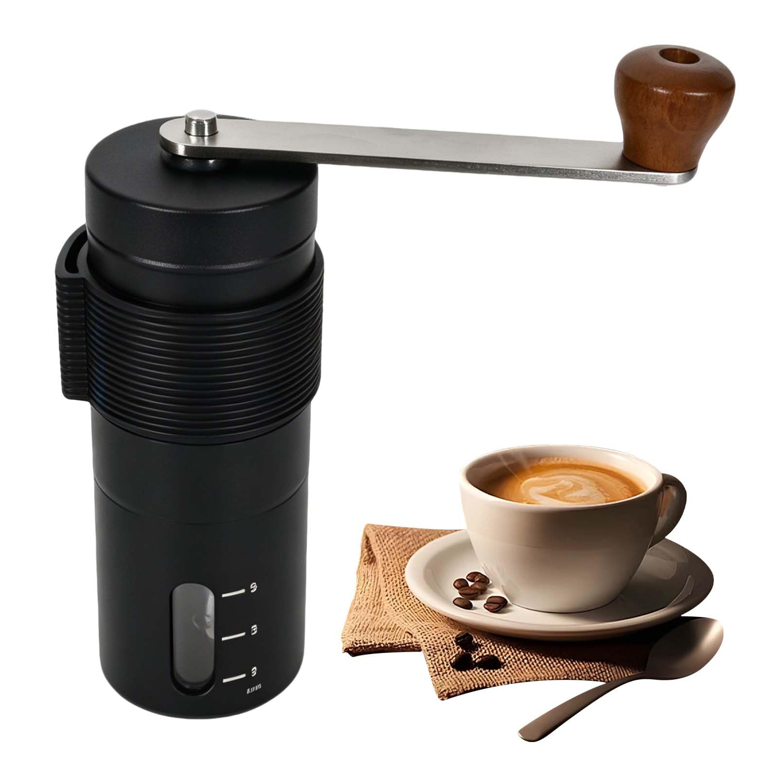 Macinacaffè Manuale Professionale in Acciaio Inox - Macina Caffè Portatile con Macinatura Regolabile per Moka, Espresso e Caffè Filtro, Design Sottile e Leggero per Casa e Viaggio