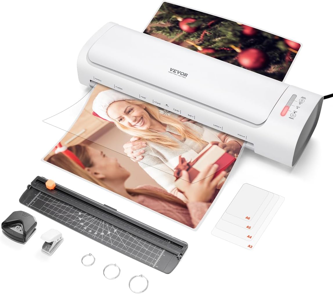 VEVOR Laminator Machine, 12.6 Inch Cold and Hot Laminator for Max A3 Paper Size, 1 min Quick Warm Thermal Laminator, 3-5 mil Thickness, Ideal for Home, Office, Business, or School Supplies, White