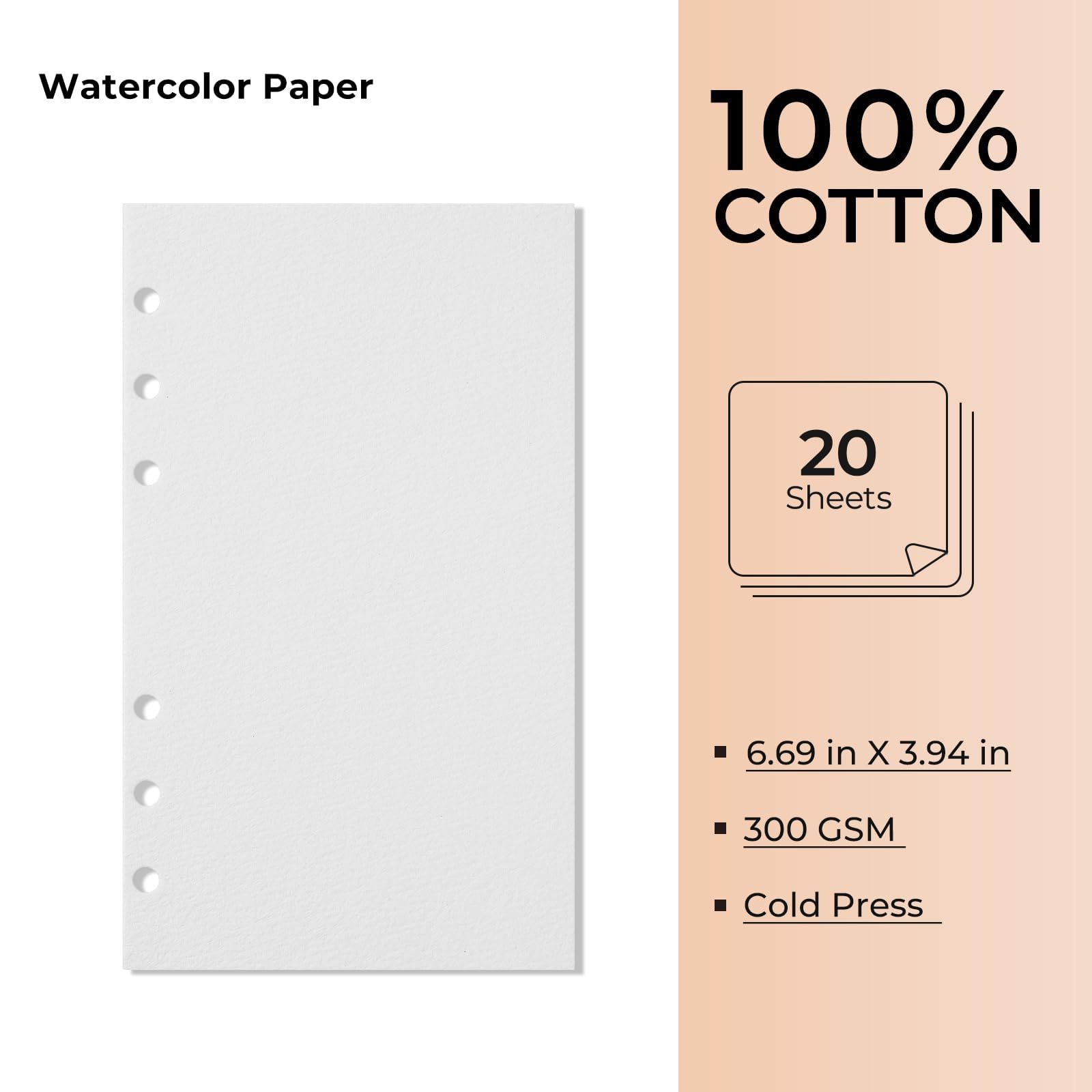 LIGHTWISH Zestaw do szkicowania akwarelowego – 17×10 cm, blok z pierścieniami z 20 arkuszami 100% bawełny (prasowany na zimno), 36 zagłębień ceramicznej palety i 2 pędzelkami wodnymi – do użytku na
