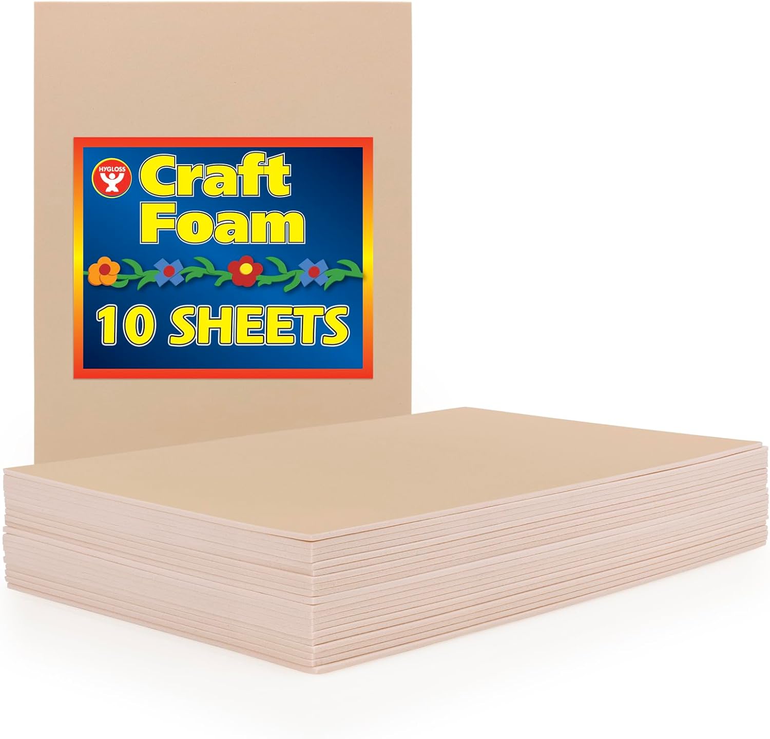 Hygloss Sheets Colorful Foam for DIY Arts & Craft, 12” x 18”, Tan, 10 Piece 10 Count 12x18 Tan