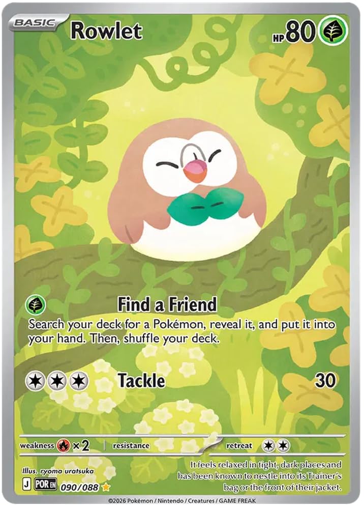 Rowlet 090/088 Illustration Rare Pokemon Card | Mega Evolution Perfect Order | ME03 | Titan Authenticated