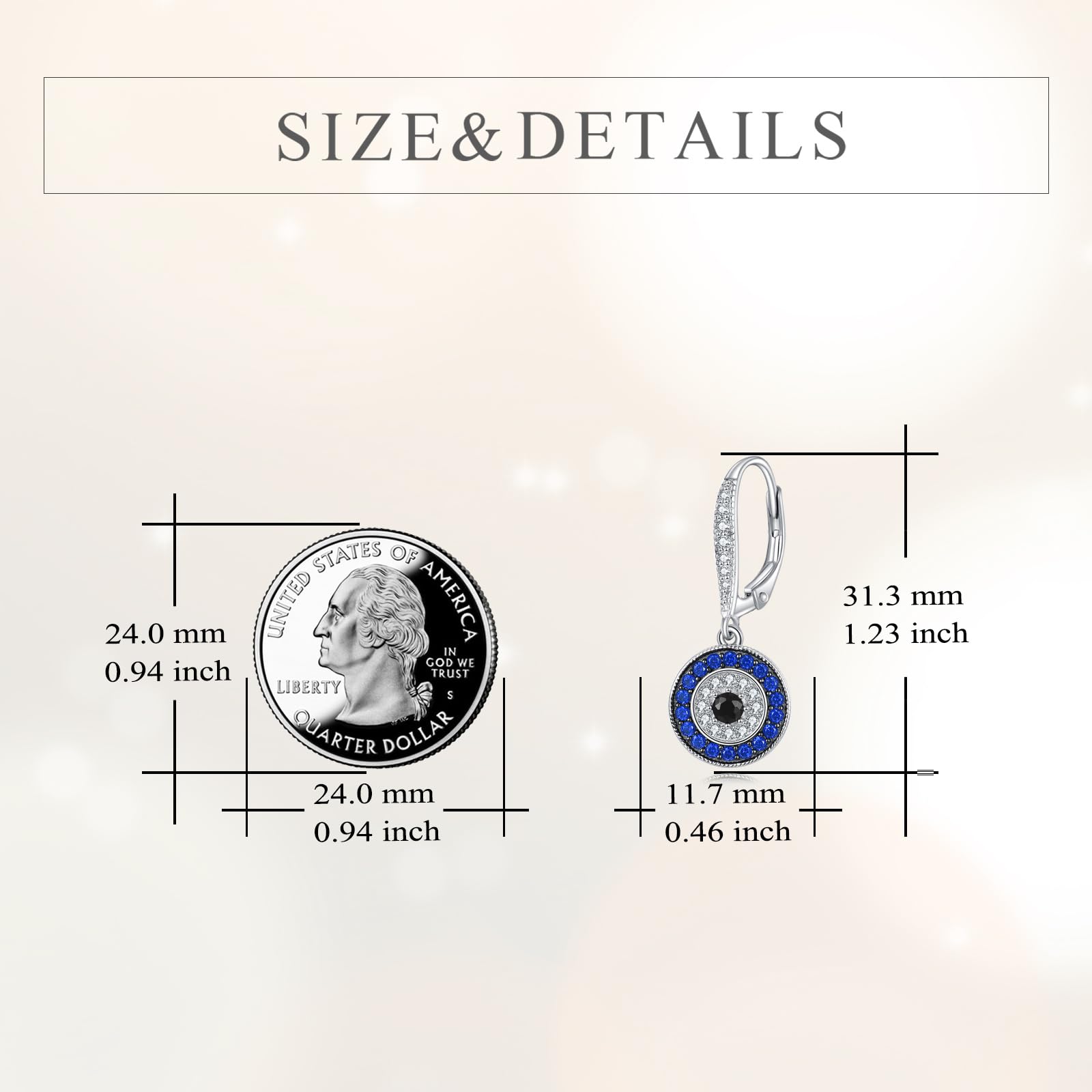VONALA Pendientes de ojo turco para mujer, plata de ley 925, aretes colgantes de gota de mal de ojo, regalos para familiares y amigos