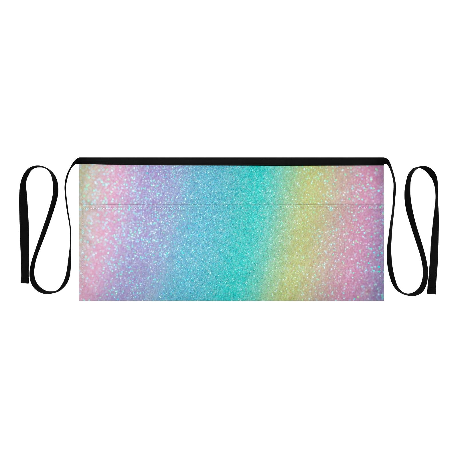 TSENQUE Iridescent Rainbow Glitter Aprons Waiter Serving Short Aprons Serving Aprons for Waitresses, 11.8-inch