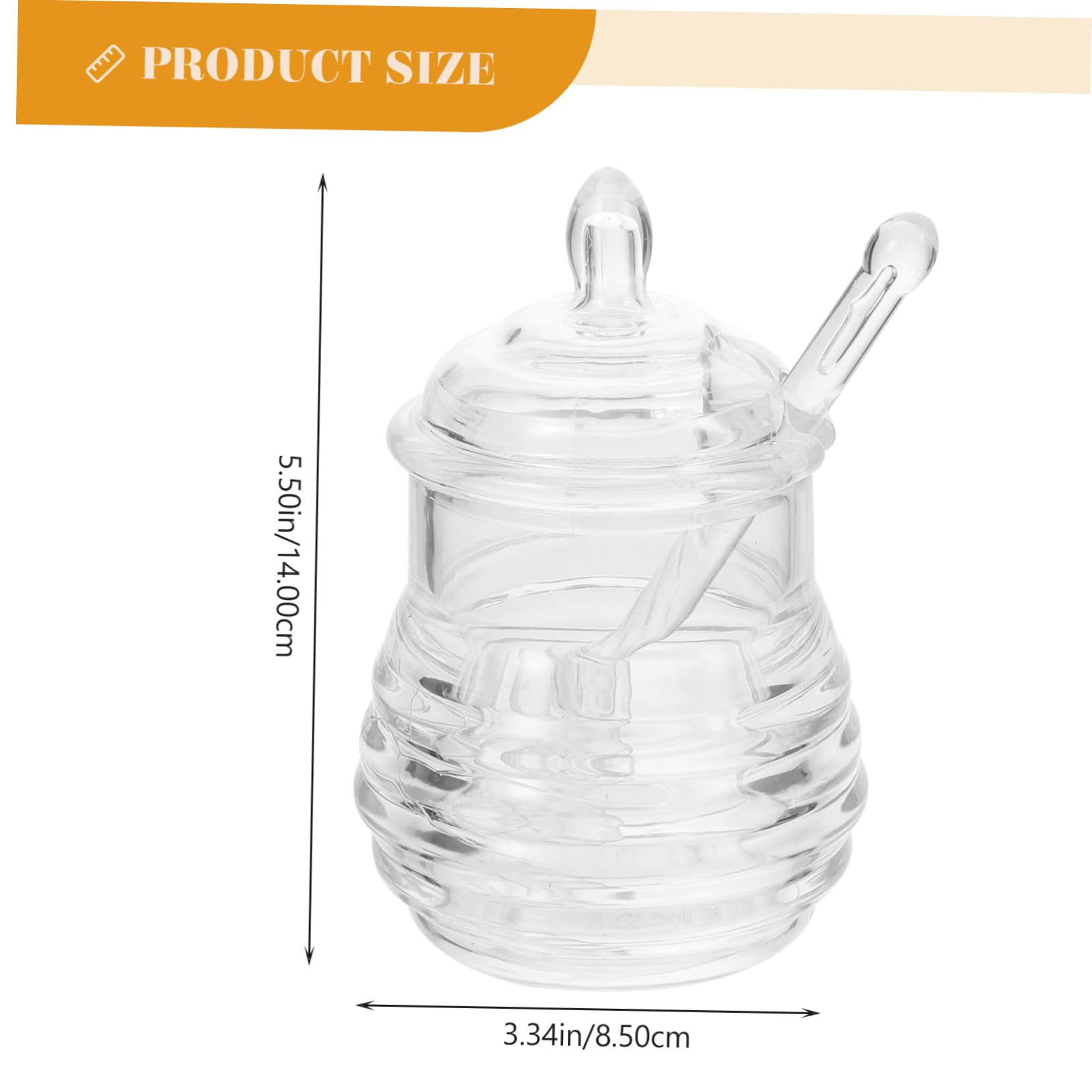 PRETYZOOM 1Set Plastic Honey Jar with Dipper Clear Honey Storage Container for Syrup Dispensing Material for Kitchen and Home Use Honey Pot