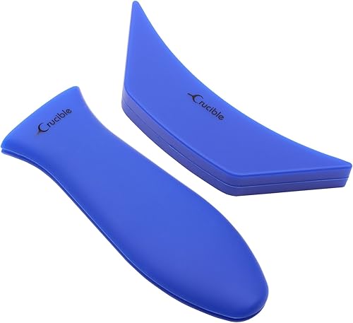 Miniatura 6 de Crucible Cookware Soporte de silicona para mango caliente (paquete de 2 unidades, azul mezclado)