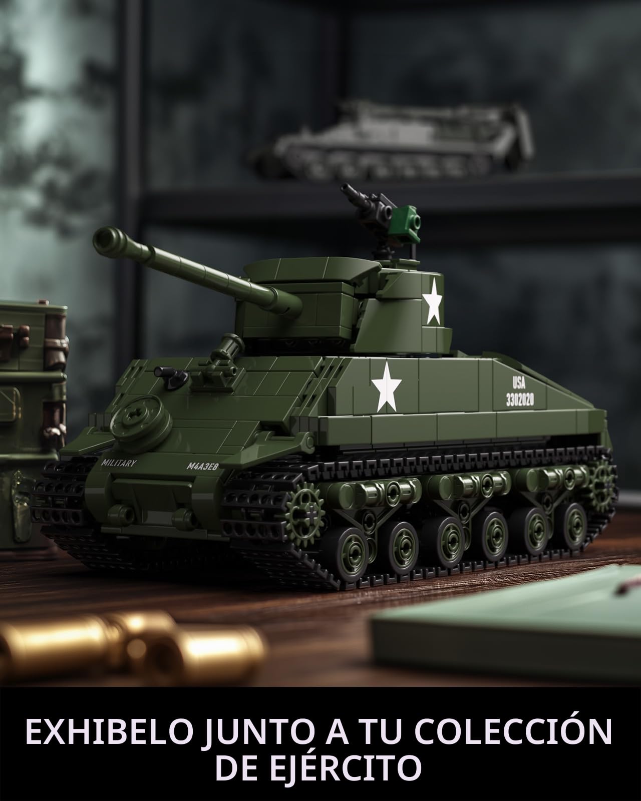 Nifeliz Sherman M4A3E8 Kit de Construcción de Tanque, Modelo de Tanque Militares para Adultos, Regalo Coleccionable para Hombres y Mujeres (860 Piezas, NF10313)
