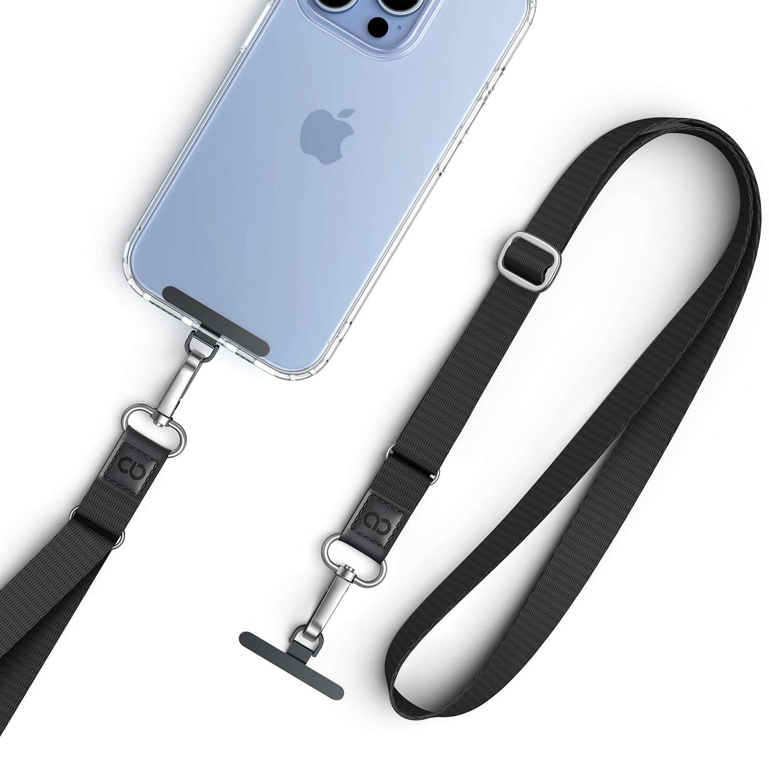 [Lamicall] スマホ ストラップ 首掛け 長さ調節 : 落下紛失防止 10kg耐荷重 回転可能 両手解放 斜め掛け 携帯ストラップ ステンレス製 ストラップホルダー 2枚入り 充電影響なし 着脱簡単 頑丈 全機種対応 iPhone 17e 17 16e 16 15 14 plus pro promax 13 mini 12 se Huawei Xperia android に対応 黒