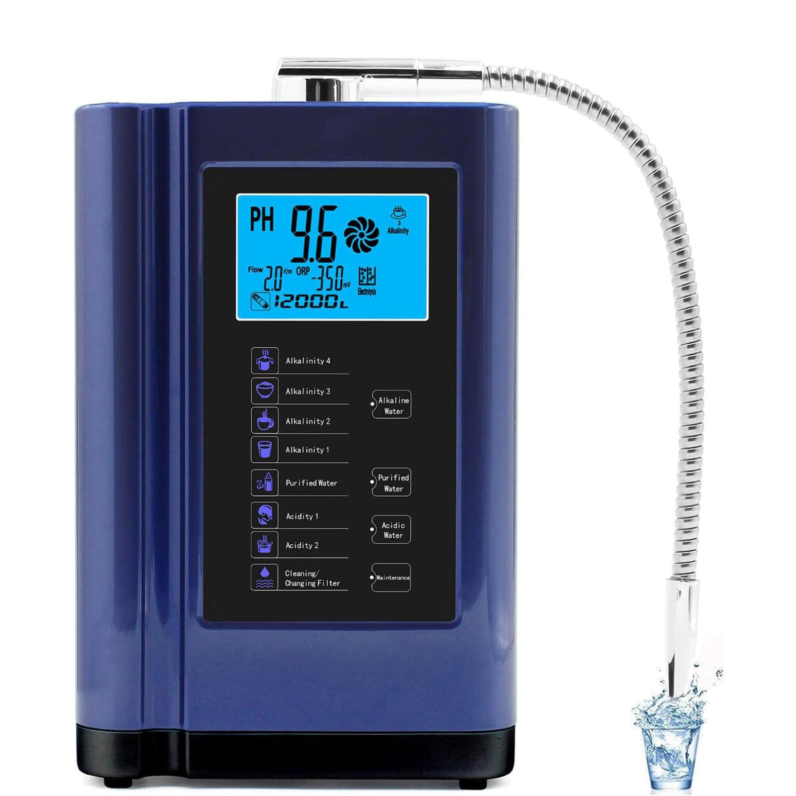 PixCy Máquina Ionizadora De Agua Alcalina, Ph 3,5-10,5 Blue