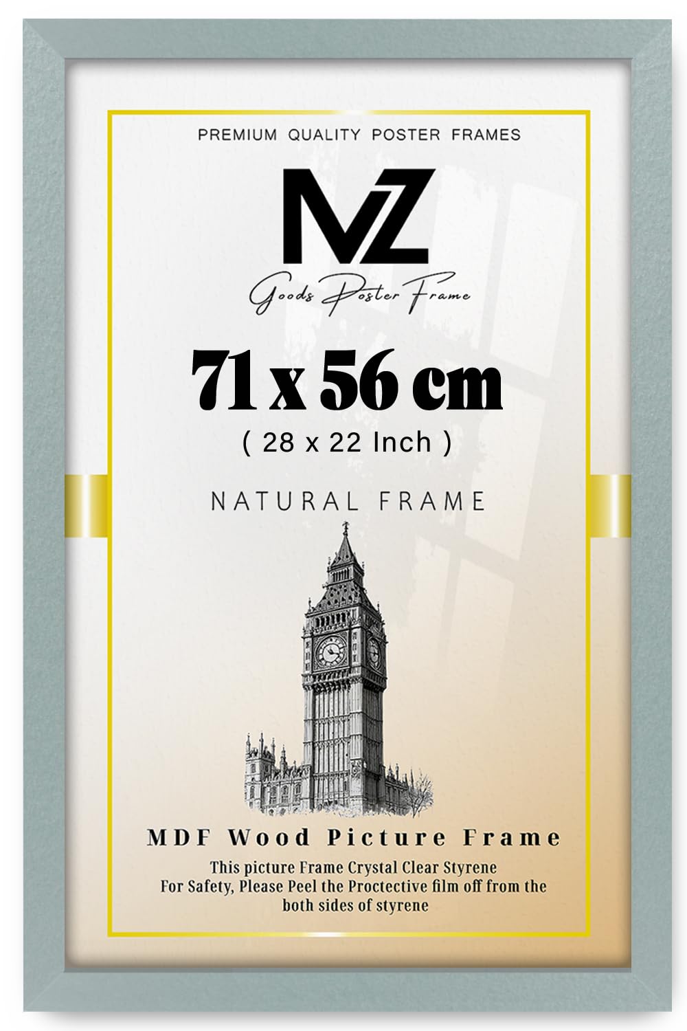 Mz Goods Silver | (71 X 56 Cm) Poster Frame - 710 X 560 Mm Photo Frame For Posters And Prints – Solid Eton Wood, Home Décor 2' 4" X 1' 10" [ ]
