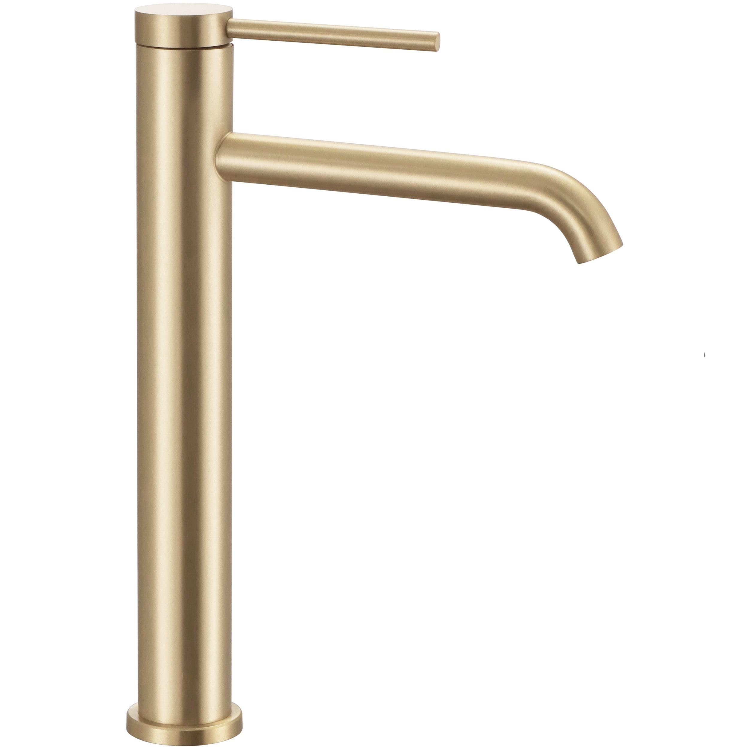 Rea ROBINET DE LAVABO CLIF BRUSH GOLD HIGH Mitigeur Salle de Bain en Laiton Monocommande Chaude et Froide Réglable Robinet de Lavage à la Main (doré)