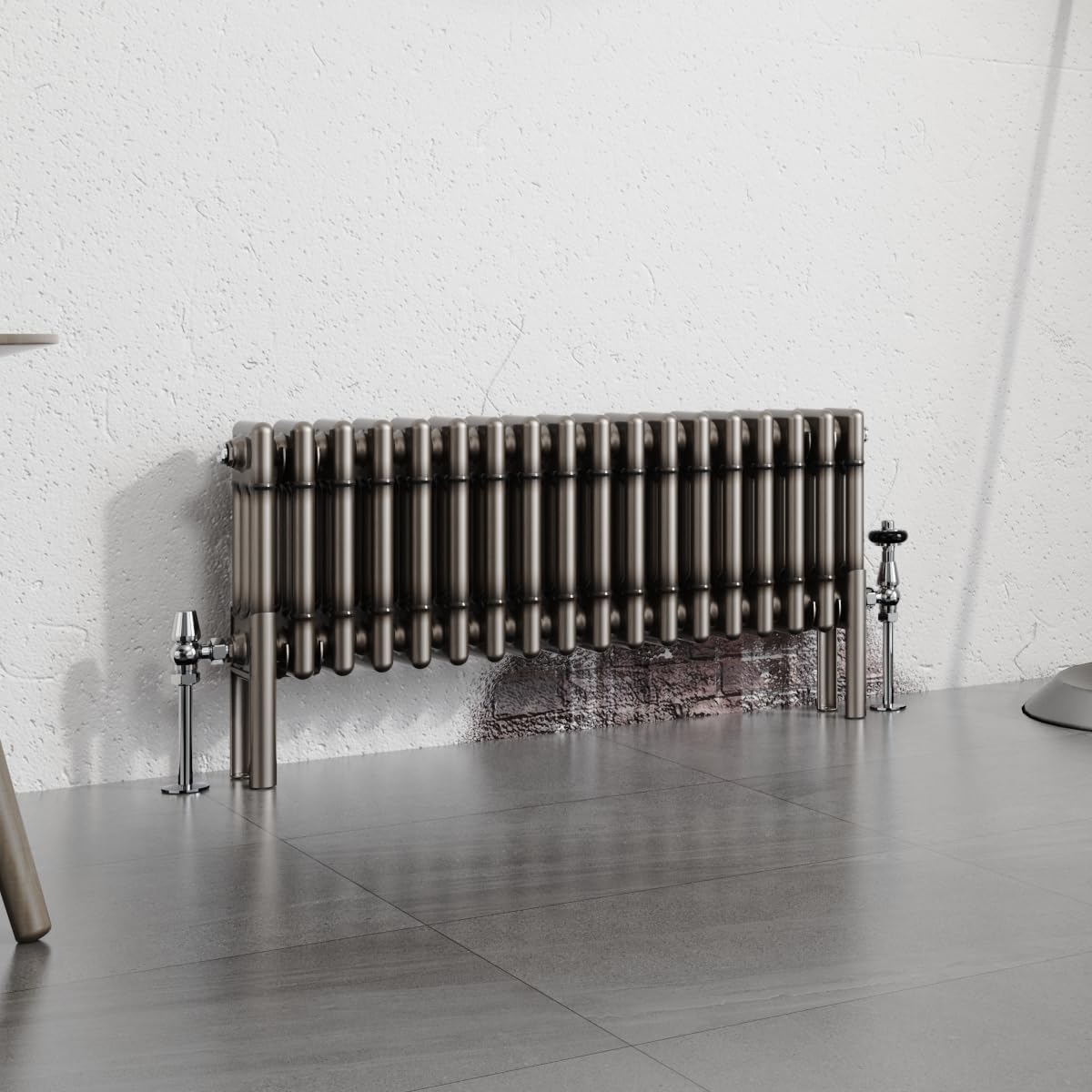 Warmehaus Raw Metal 300X832mm Horizontal 3 Column Radiator Traditional Cast Iron Style Bathroom Radiator Central Heating