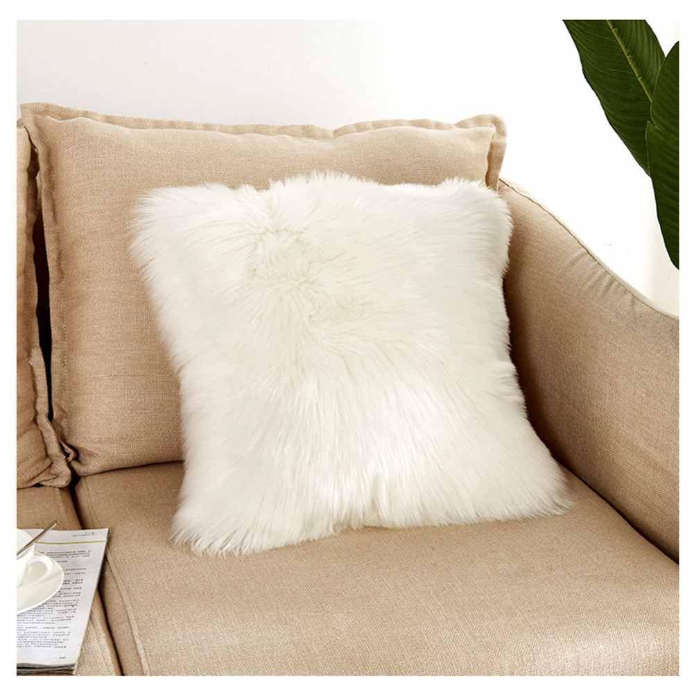 SHTGOI Faux Fur Cushion Covers, Fluffy Long Hair Cushion Cover, Decorative Single Sided Fur Sofa Cushion Cover, Super Soft Decorative Cushion Covers, Couch Cushion Covers for Sofa, Chair, Bed, 45 x 45