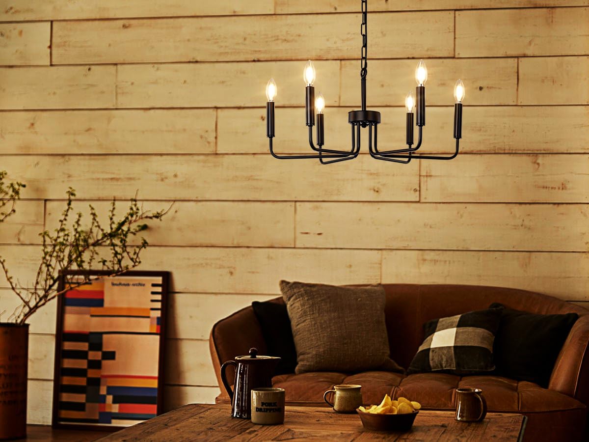 Amazon.co.jp : Chende シャンデリア おしゃれ ブラック 6灯 LED対応