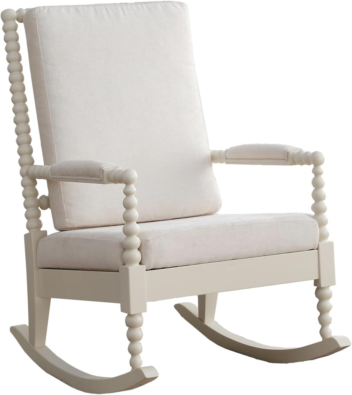Acme Tristin Fabric Upholstered Rocking Chair in Cream and White