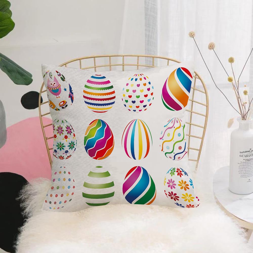 HYMSXW Cushion Cover,Throw Pillow Case Home Decorative for Living Room Bedroom Sofa Chair 20X20 Inch,Easter, Easter eggs withtwined patterns and colors,Pillowcase 50X50cm