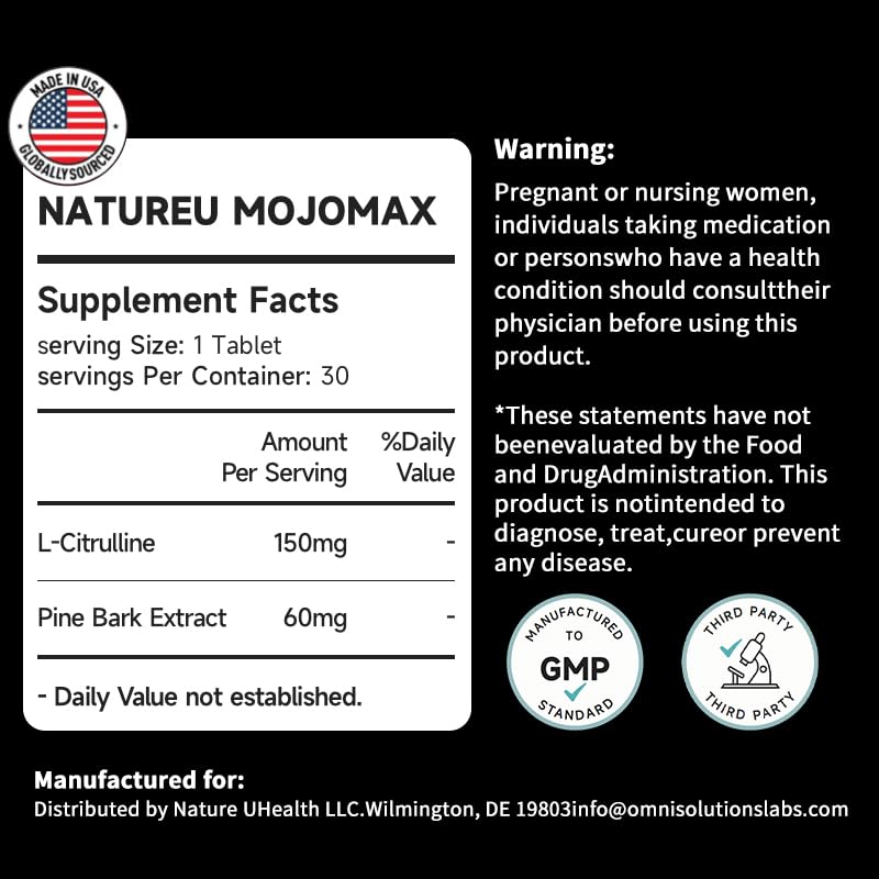 Image of L-Citrulline Supplements, French Pine Bark Extract and L-Citrulline Complex, Nitric Oxide Supplement for Men, Performance Supplement for Men Health Endurance Recovery Support