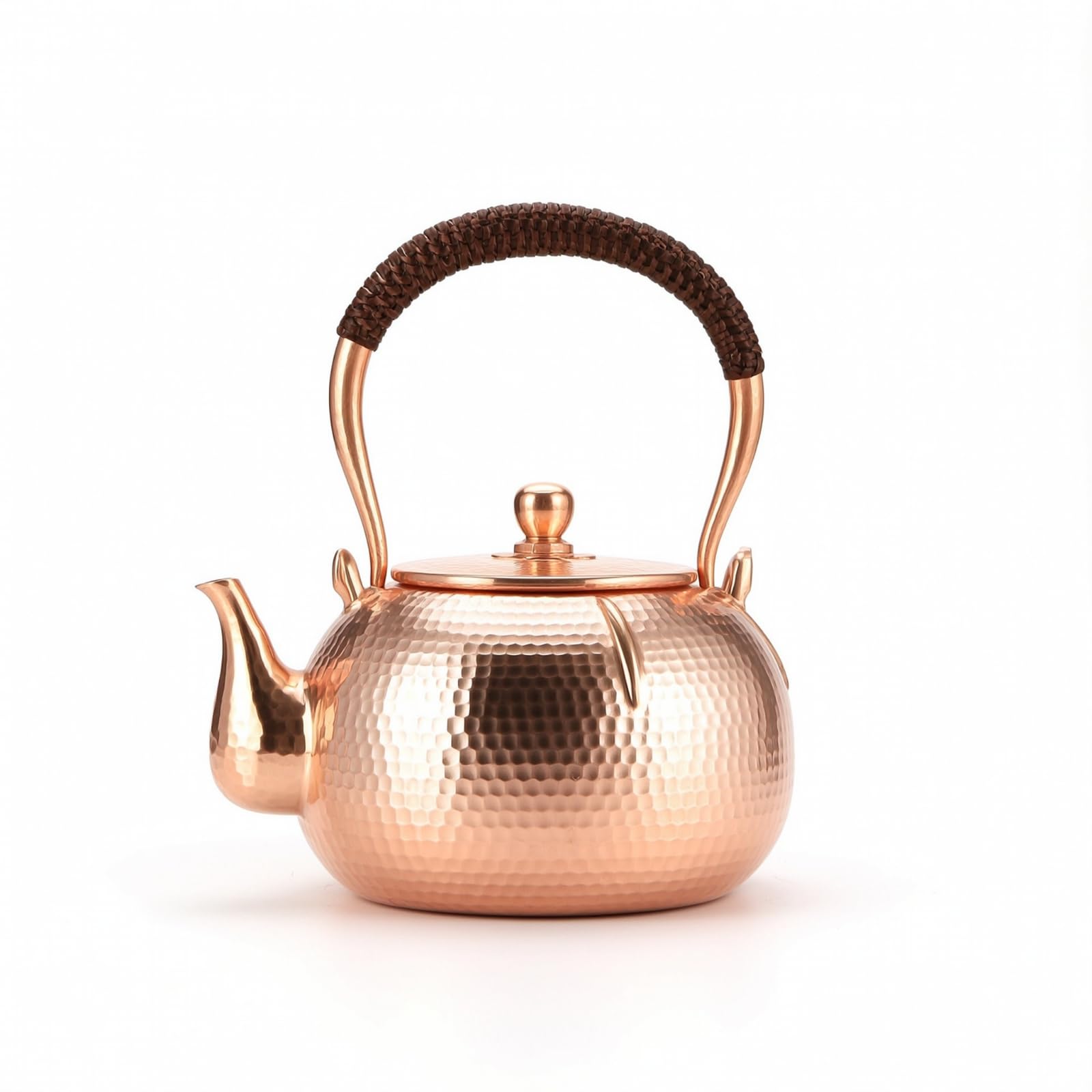 predolo Tetera Cobre Martillado Tetera con Mango Trenzado Artesanal Hervidor para Aficionados Al Té Té, Coleccionistas, Cocina, Comedor, coración, Array, Original, 1L