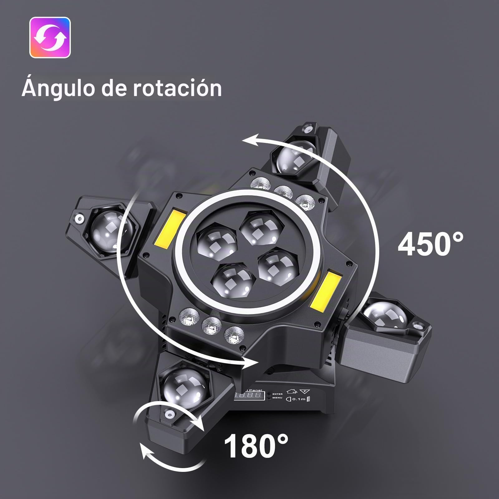 Cabeza Móvil 150W Luces de Escenario Beam con Control Remoto, Wash Luz de Discoteca LED RGBW Efecto de Iluminación Estroboscópica 4 Brazos DMX512 para DJ Discotecas Navidad Conciertos