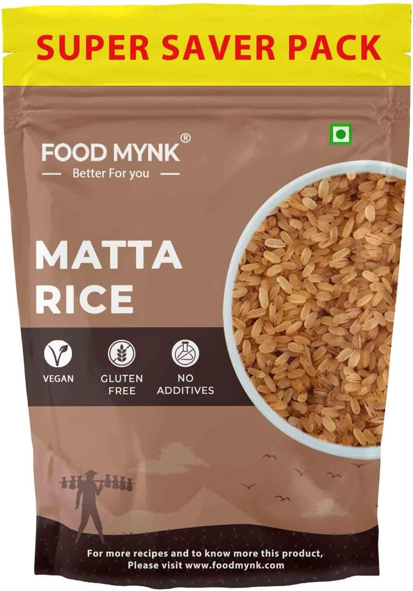 Food Mynk Kerala Red Rice (2kg) | Matta Rice | Rosematta Rice | Palakkadan Rice | Kaje Rice | Vadi Matta Rice | Unpolished rice | Organic Kerala Matta Rice