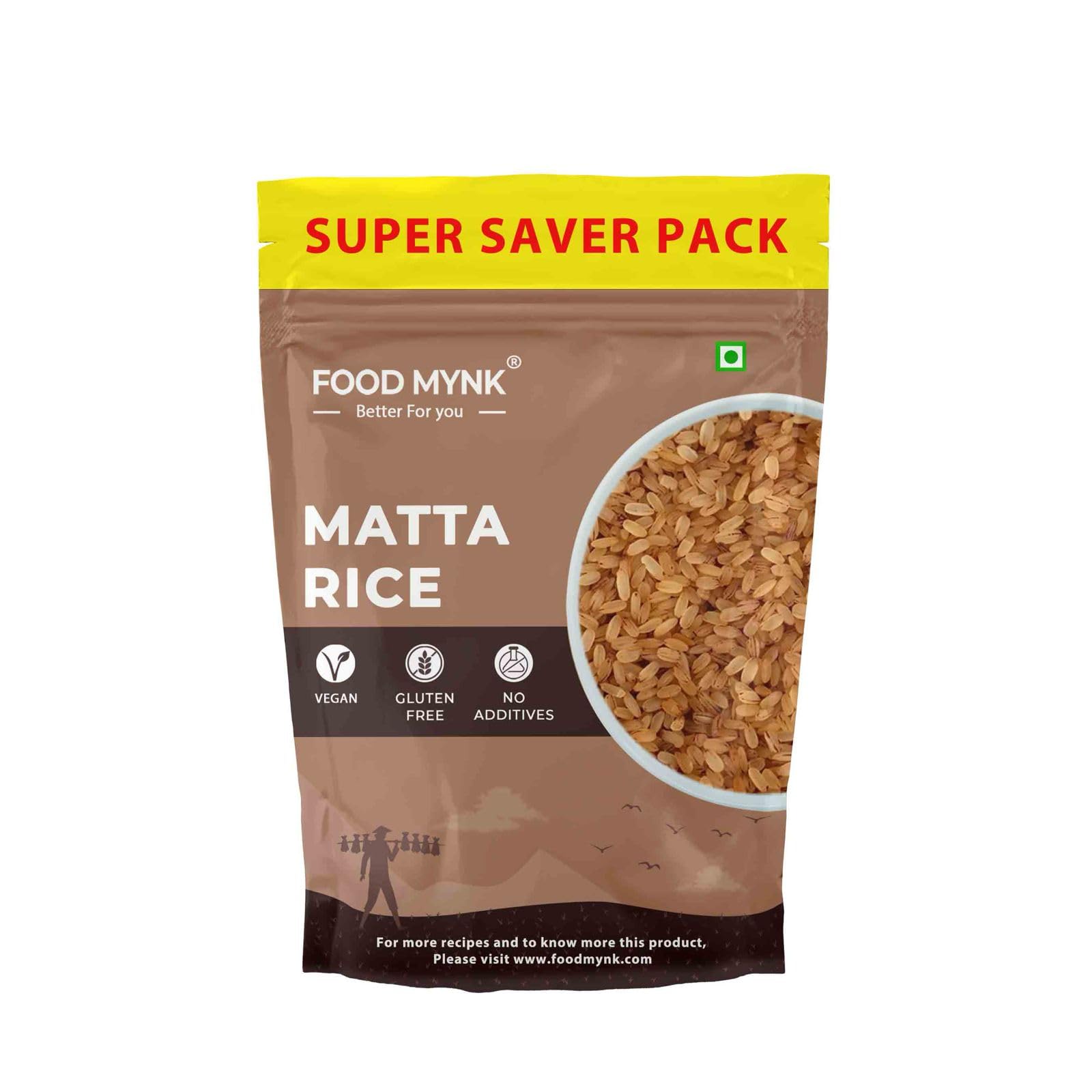Food Mynk Kerala Red Rice (2kg) | Matta Rice | Rosematta Rice | Palakkadan Rice | Kaje Rice | Vadi Matta Rice | Unpolished rice | Organic Kerala Matta Rice