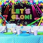 BOAO Neon Glow Party Backdrop Fabric - Birthday Decorations, Themed Background, 5.9 x 3.6 Ft - Image 4