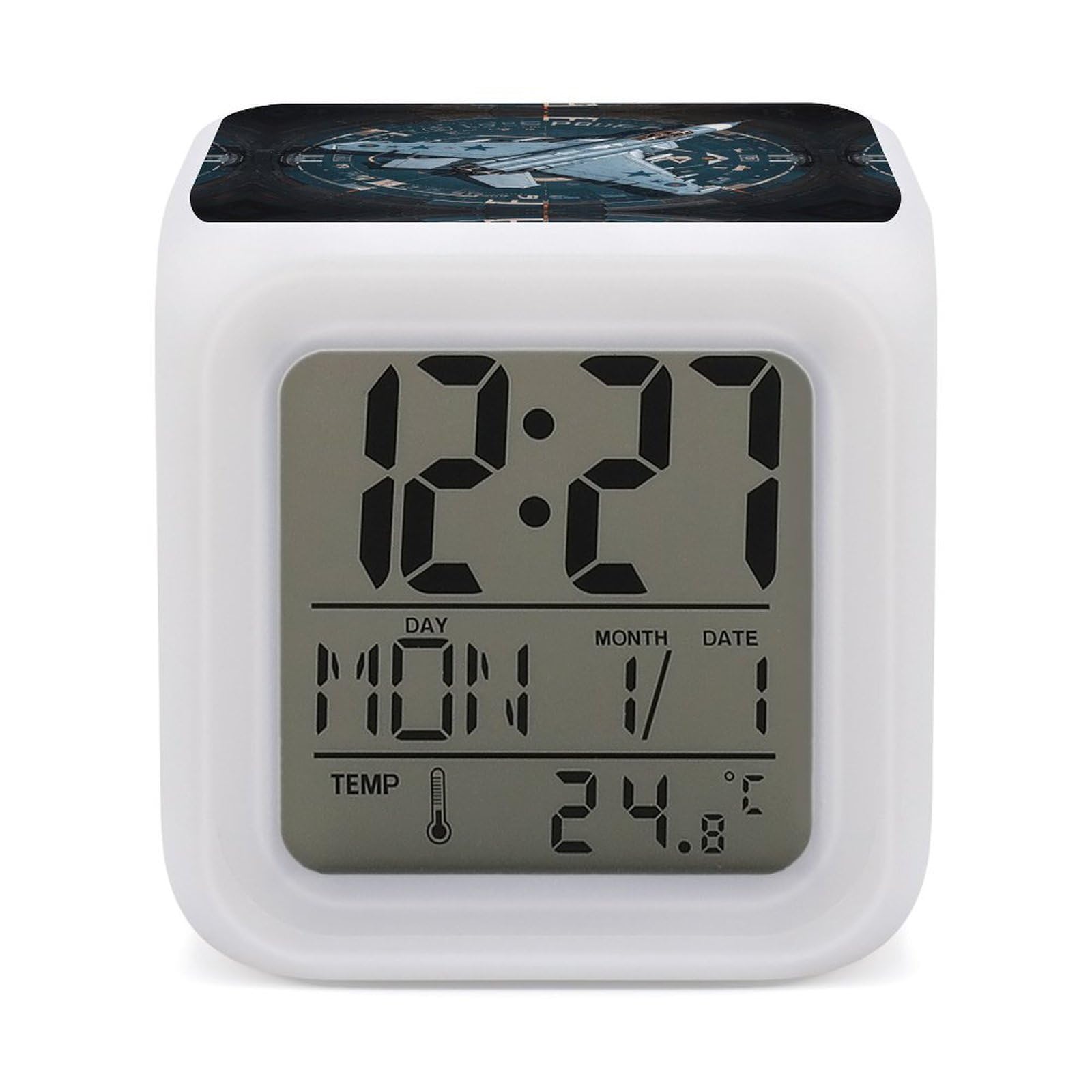 Reloj despertador LED de avión de combate para decorar dormitorios y oficinas