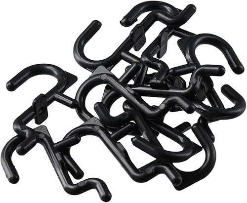 Miniatura 3 de HOBBYIN 30 ganchos negros en forma de J, ganchos para tablero de clavijas de bloqueo, ganchos de plástico resistente en forma de J, organizador de
