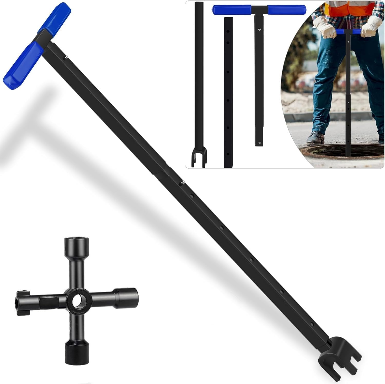 Qcwwy Chiave Contatore Dell'acqua, Chiave per Contatore Dell'acqua Maniglia a T Pieghevole Chiave di utilità Strumento Multifunzionale per L'arresto Dell'acqua per la Riparazione della