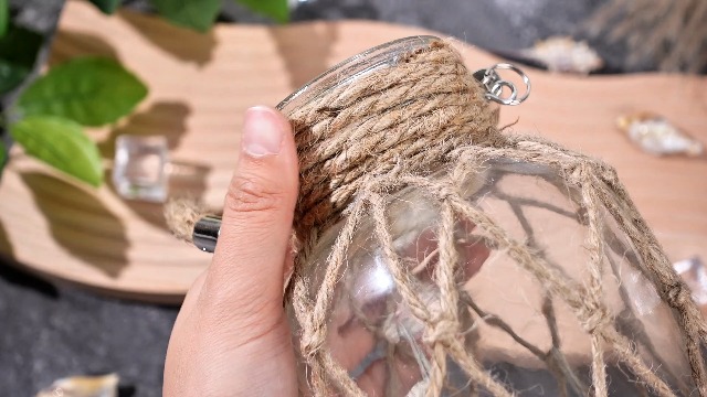 Amazon.com: Set of 2 Rope Net Dry Flower Glass Vase 7.9 x 4 Inches
