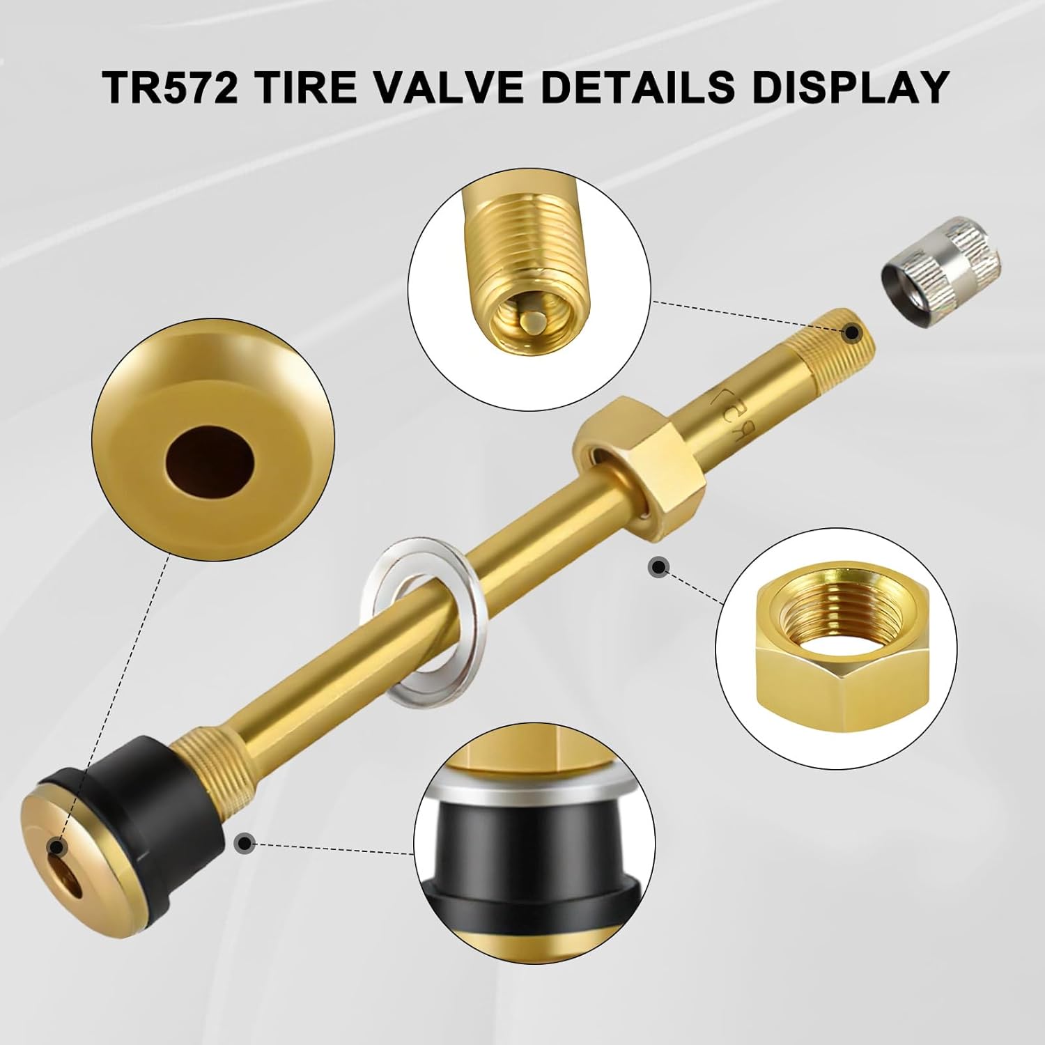 MuHize TR573 Valve Stem(Pack of 12), Brass Commercial 4-3/8 Valve Stems, Truck Valve Stem for Rim Φ.625