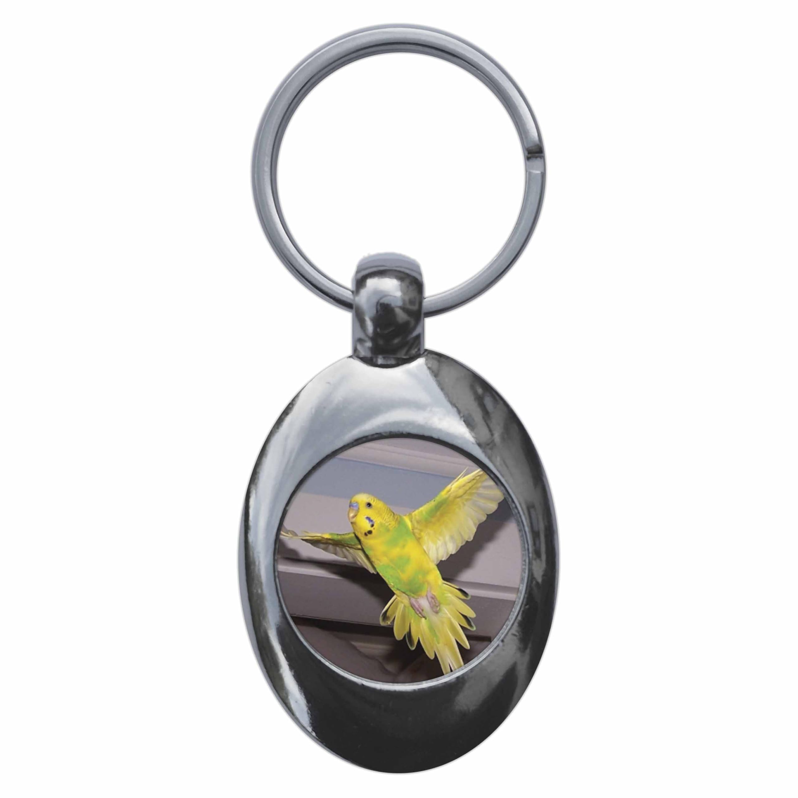 Ozorath Yellow Budgie Keyring Keychain With Trolley Coin