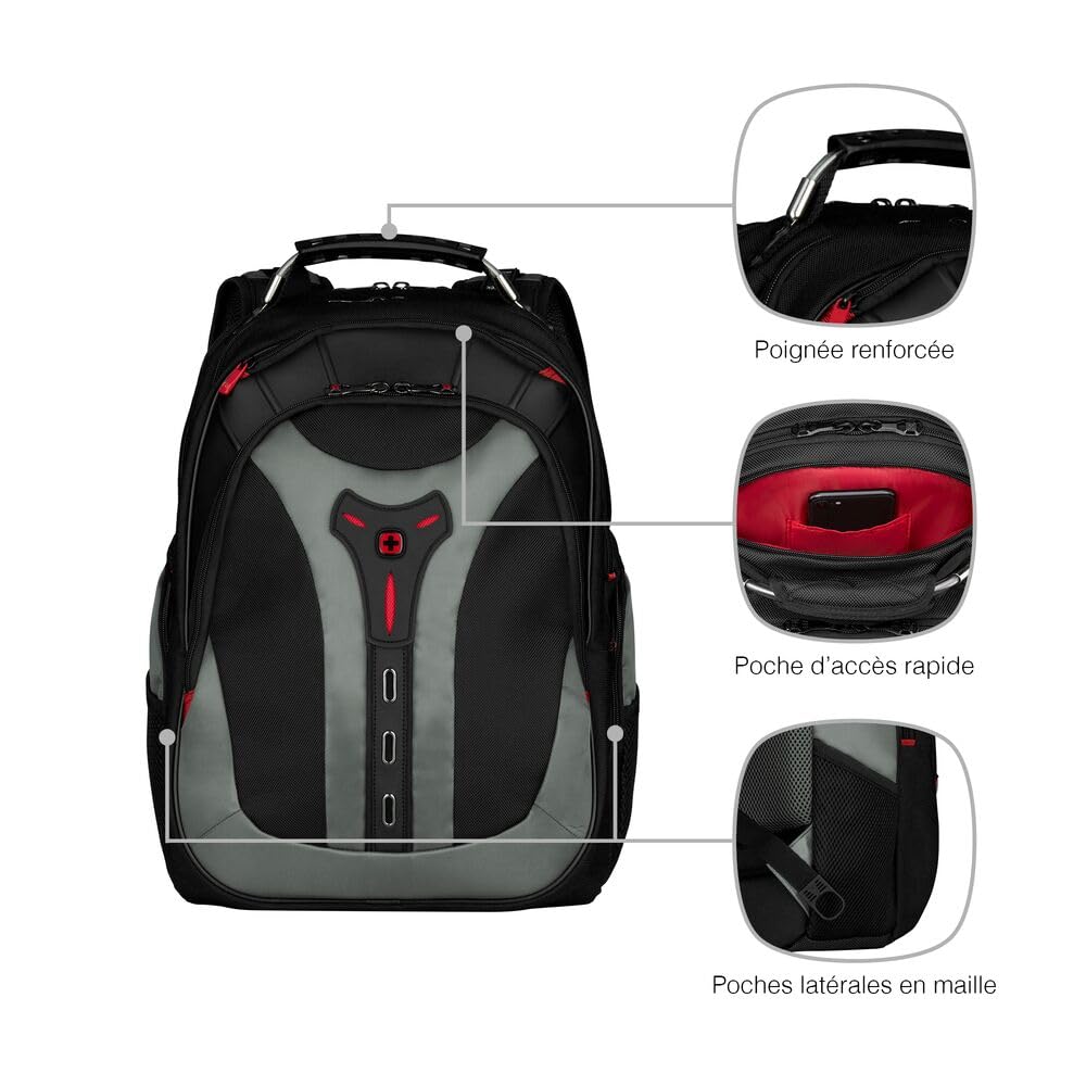 WENGER Pegasus Sac à Dos pour Ordinateur Portable 17 Pouces avec Poche pour Tablette Tactile 12 Pouces, Système d’Organisation, 25 l, Femmes Hommes, Bureau Voyages d’Affaires Uni, Gris, 600639
