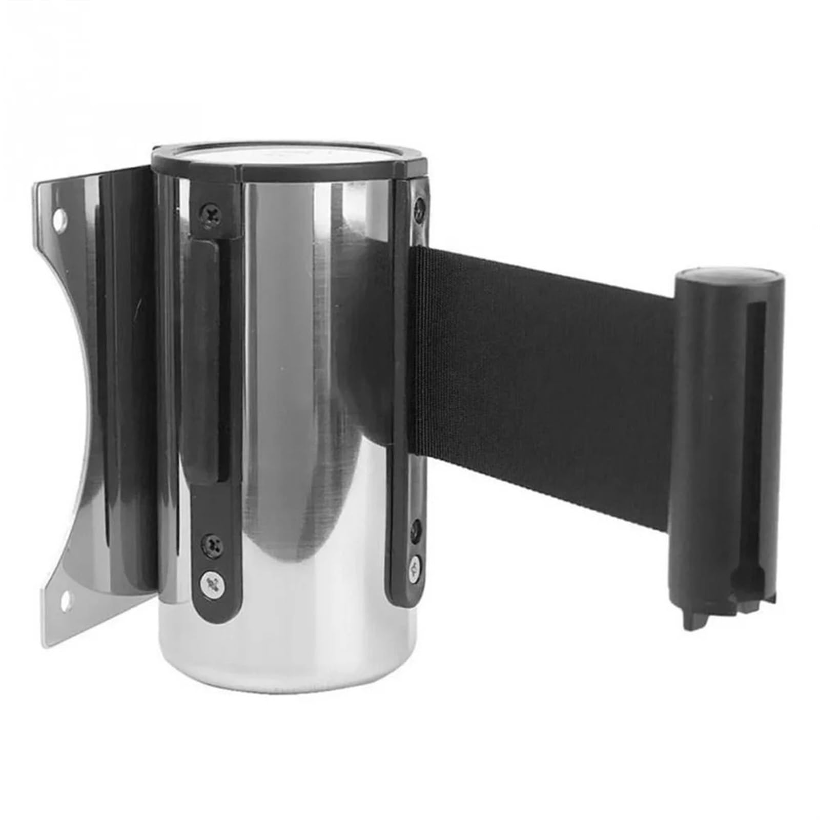Cola de pared cinturón retráctil barrera 4 piezas Para Multitud | Barreras de cuerda Cinta de control de multitudes Línea de montaje Soportes de advertencia rojos montados en puntal(Black 5m)