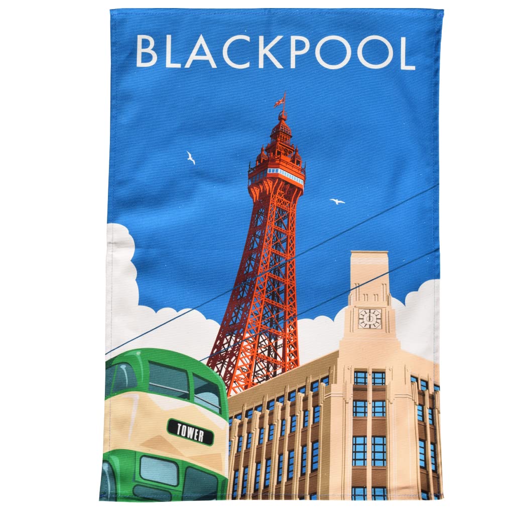 Town Towels Red Blackpool Tower Tea Towel