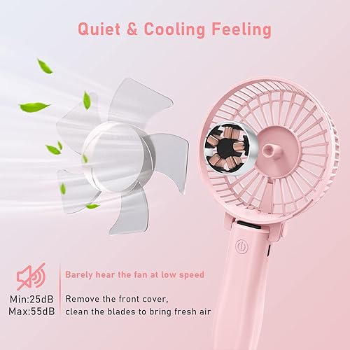 Miniatura 6 de FARADAY Ventilador de mano portátil de 4800 mAh, potentes ventiladores personales pequeños, recargable con pilas, ventilador de mesa USB de