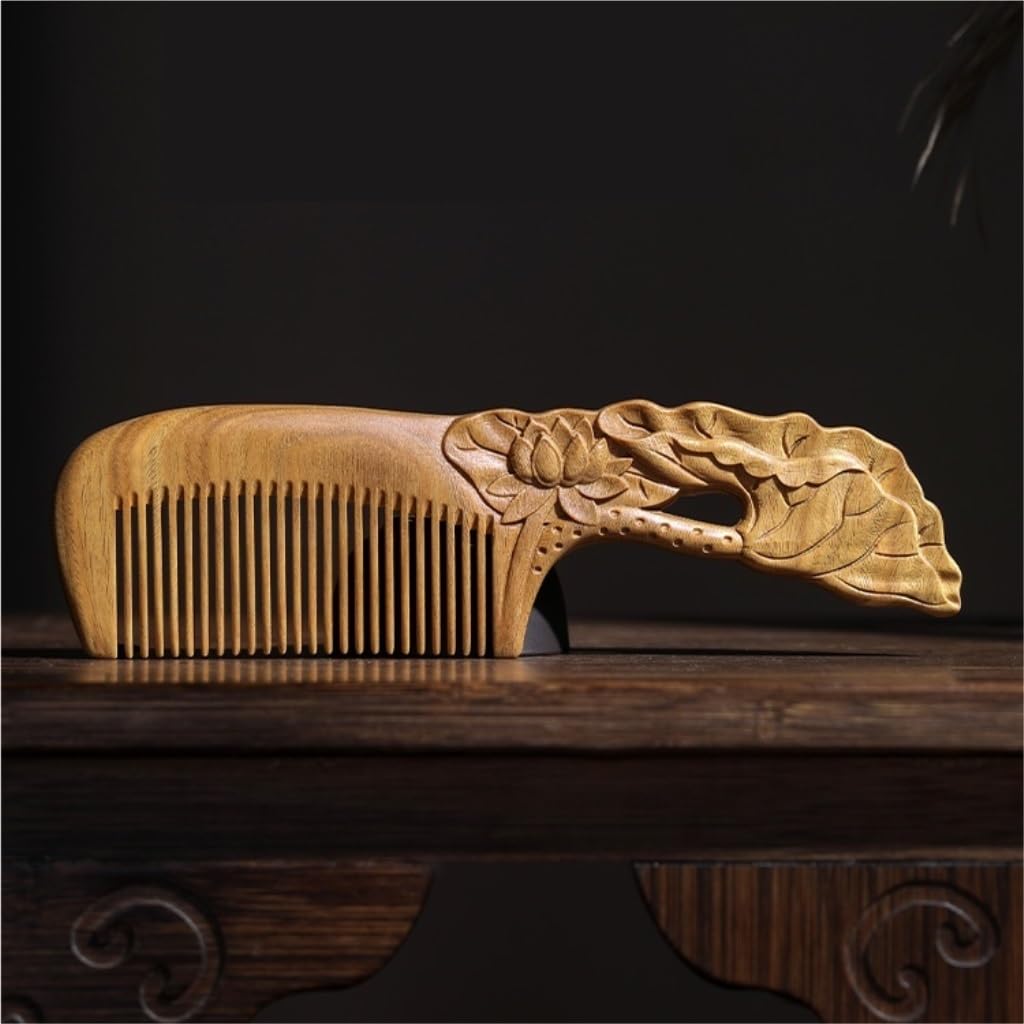 Peruka Grzebień Household Anti-static Massage Comb Solid Wood Hair Straightening Comb Chinese Style Carved Comb With Handle Design Duże grzebienie do włosów