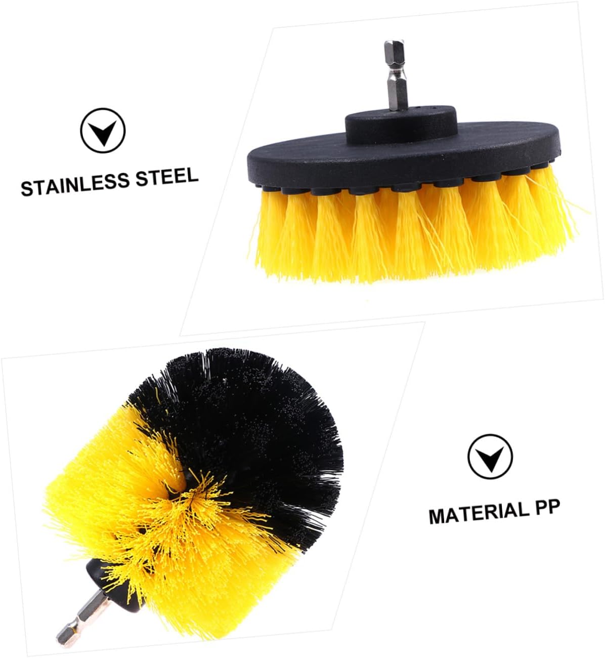 9pcs Drill Brush Set Car Cleaning Tools Power Scrubber Brushes for Auto Detailing and Surface Cleaning with Yellow Bristle Heads